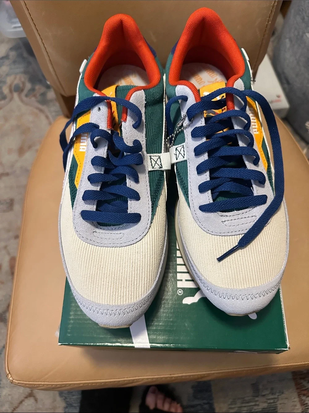 Puma Men's Multicolor Future Rider Low-Profile Sneakers with Blue Laces size 10